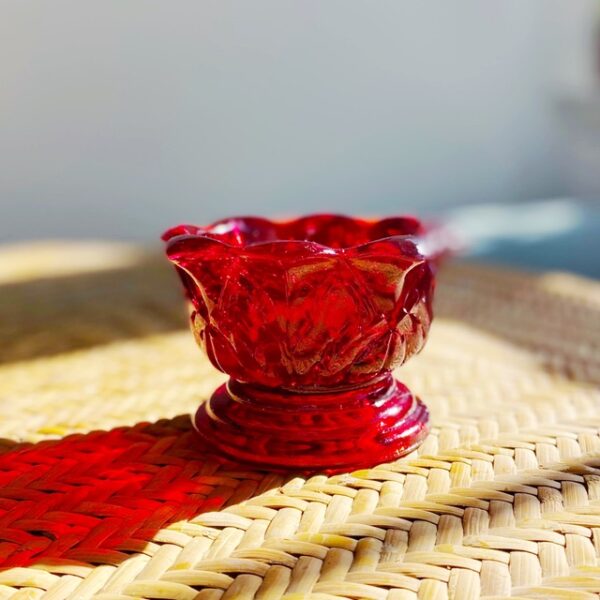 Vintage Red Glass Candle Holder