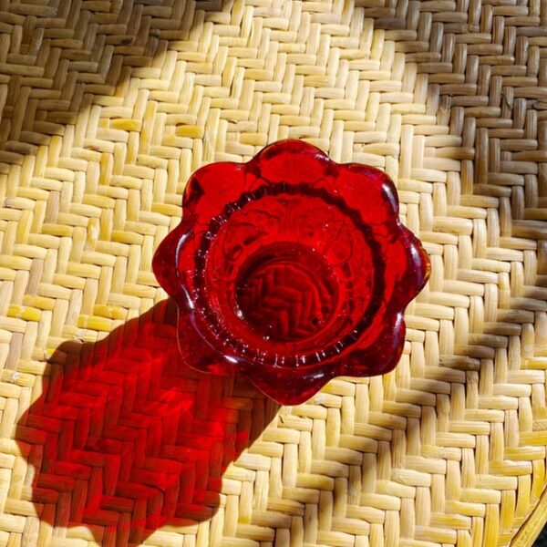 Vintage Red Glass Candle Holder - Image 3