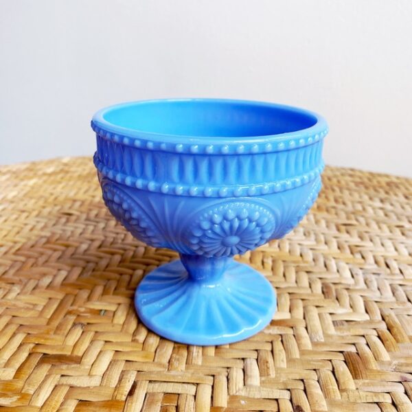 Blue Milk Glass Compote Bowl