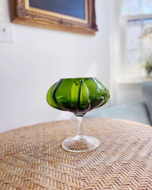 Green Glass Pedestal Vase