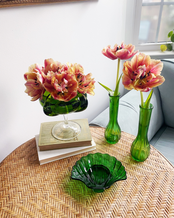 Green Glass Pedestal Vase - Image 2